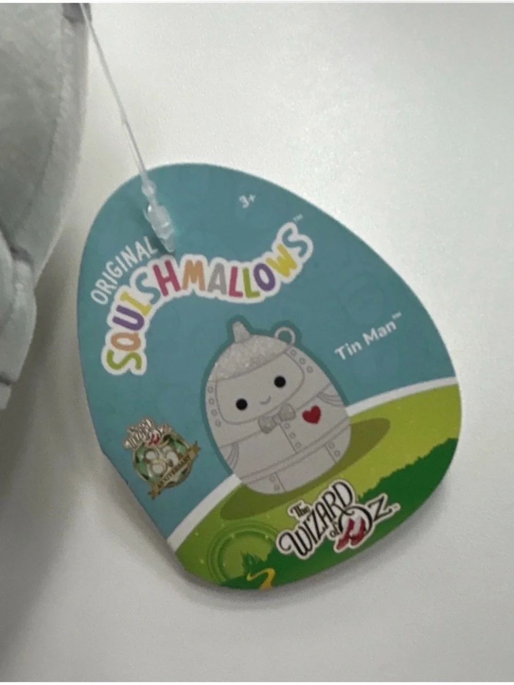 Squishmallows Gray Tin Man Plush with Red Heart Tag Art